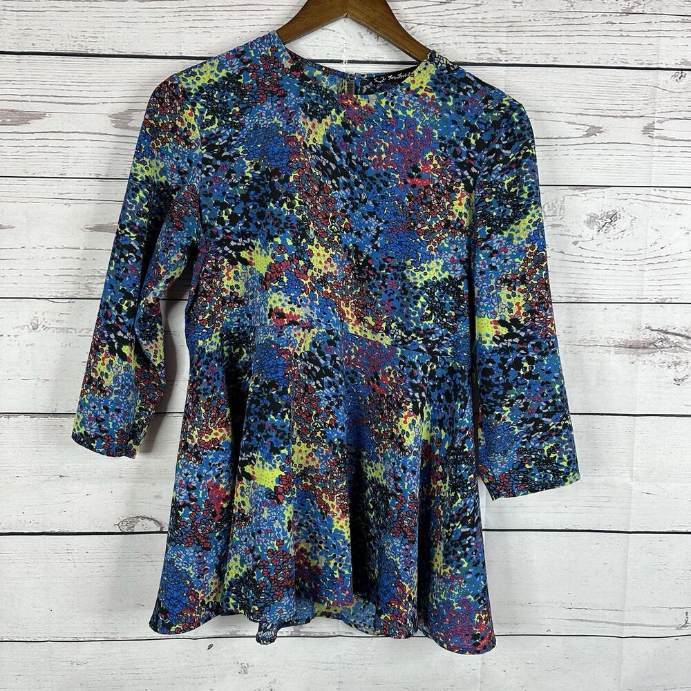 For Love and Lemons‎ Top Womens Medium Multicolor Floral Peplum Smooth Shirt